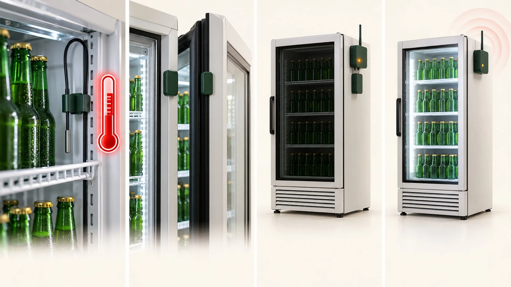Illustration of camera and sensor retrofit on retail coolers