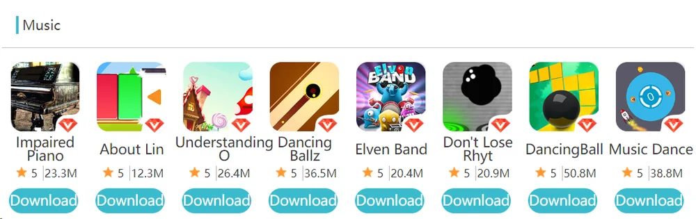 Music games catalogue