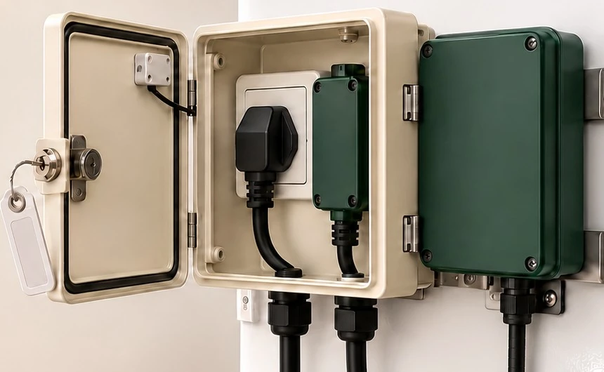 Illustration of the locked power box with 4G gateway