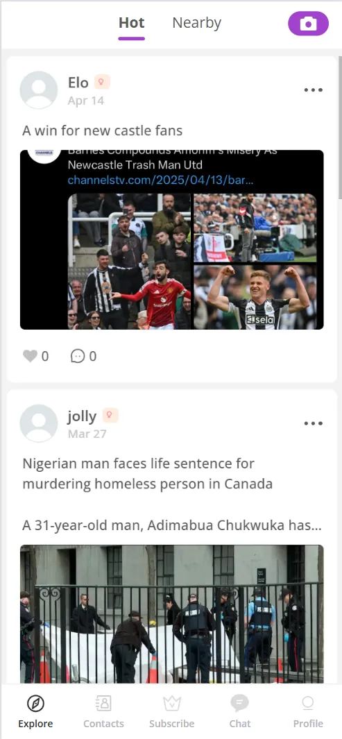 Echat social feed