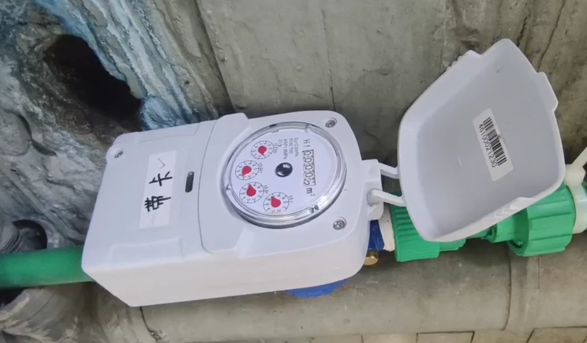 Smart water meter installed on a supply pipe